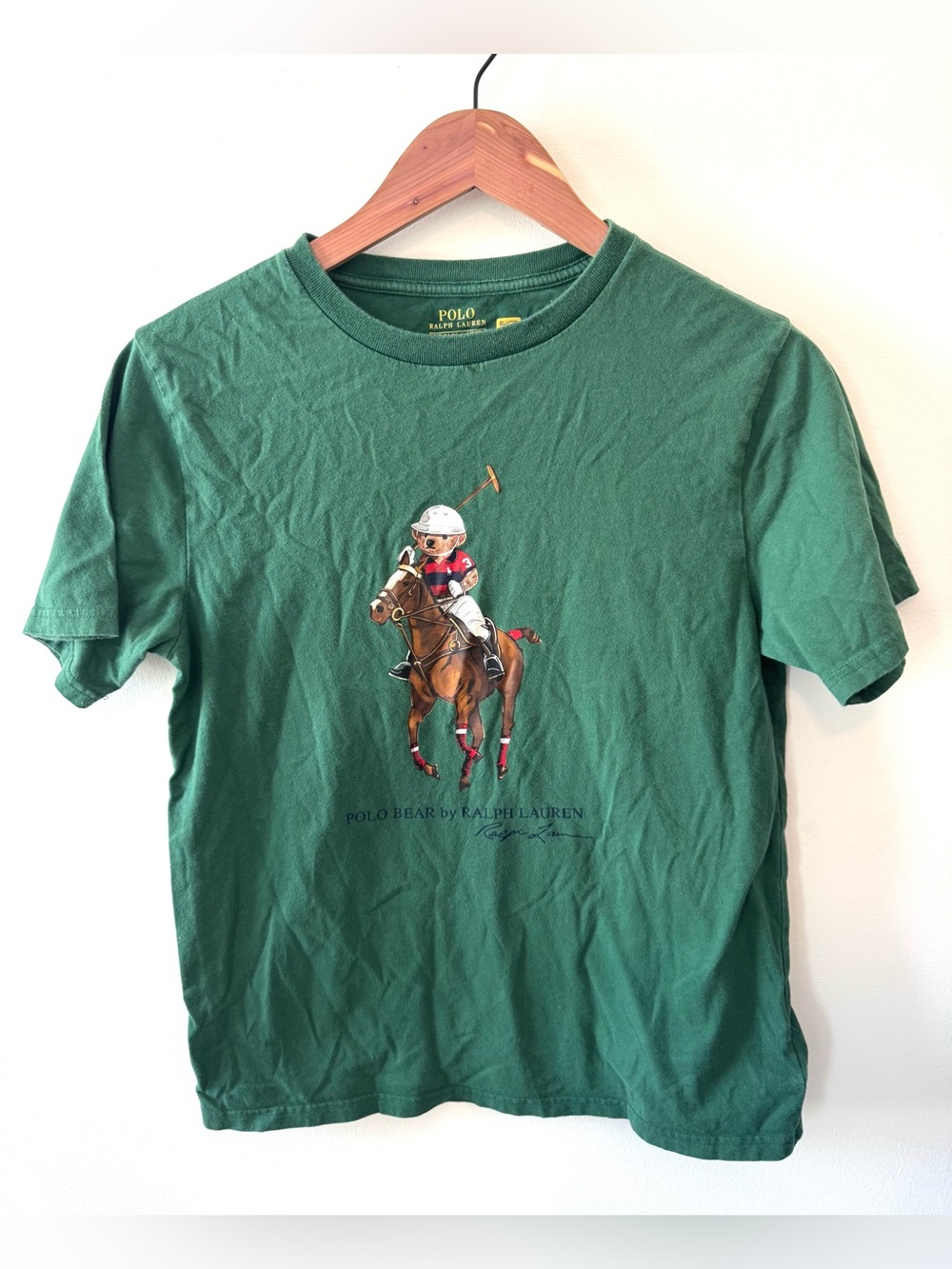 Ralph Lauren Youth L Polo Bear Graphic Short Sleeve T-Shirt Green 14/16